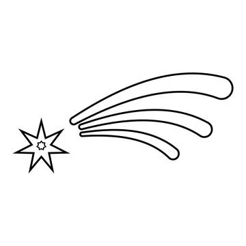 Comet space, isolated abstract, black outline, doodle style Stock Illustration