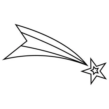 Comet space, isolated abstract, black outline, doodle style Stock Illustration