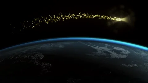Comet Star Over Passing The Earth Stock Footage 225899970