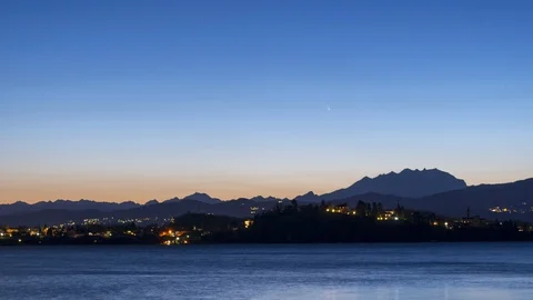 Comet sunset over the mountain Stock Footage 104846715