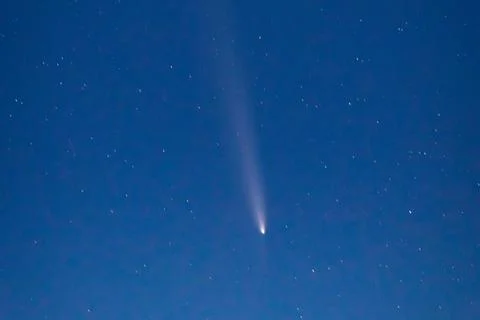 Comet with tail. Comet С 2023 A3 Tsuchinshan Atlas. Stock Photos