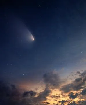 Comet in the twilight sky Stock Photos