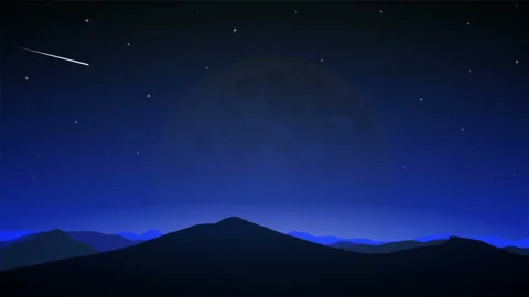 Comets on the background of the full night moon Stock Footage 107887583