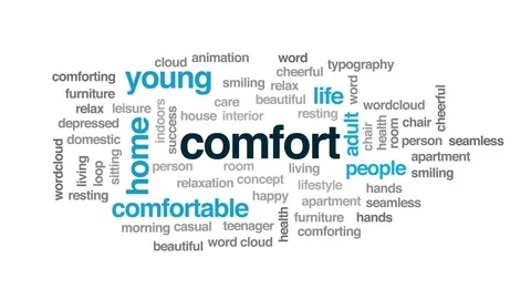 Comfort animated word cloud. Kinetic typography. Stock Footage 106988143