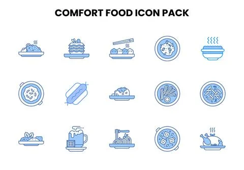 Comfort Food Two Colour Bundle Icons Pack Stock Illustration