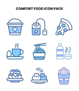 Comfort Food Two Colour Vector Icons Pack Stock Illustration
