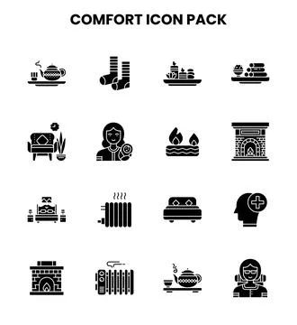 Comfort Glyph Bundle Icons Pack Stockillustratie