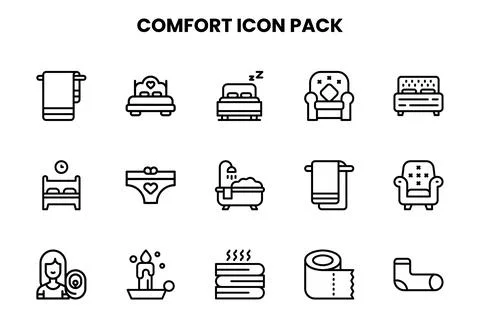 Comfort Line Vector Icons Pack Stock Illustration
