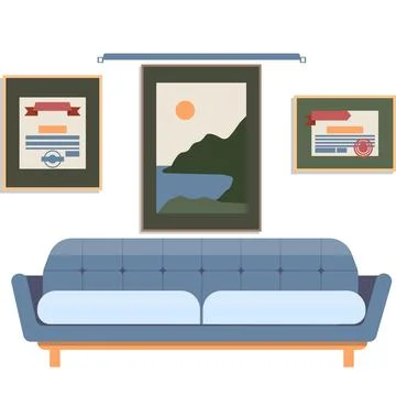 Comfort office interior design vector flat icon Stock Illustration