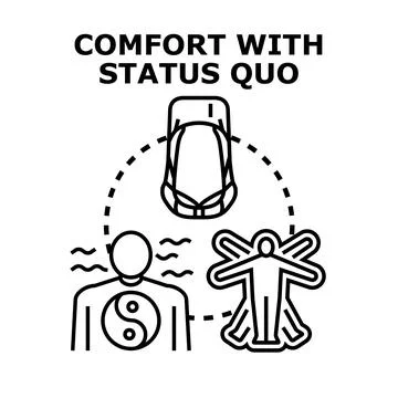 Comfort with status quo, accepting change and stability icons Stock Illustration