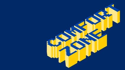 Comfort zone 3d text on blue background. Stock Illustration