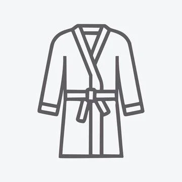Comfortable bathrobe with belt icon. Simple line icon of a long-sleeved bat.. Stock Illustration