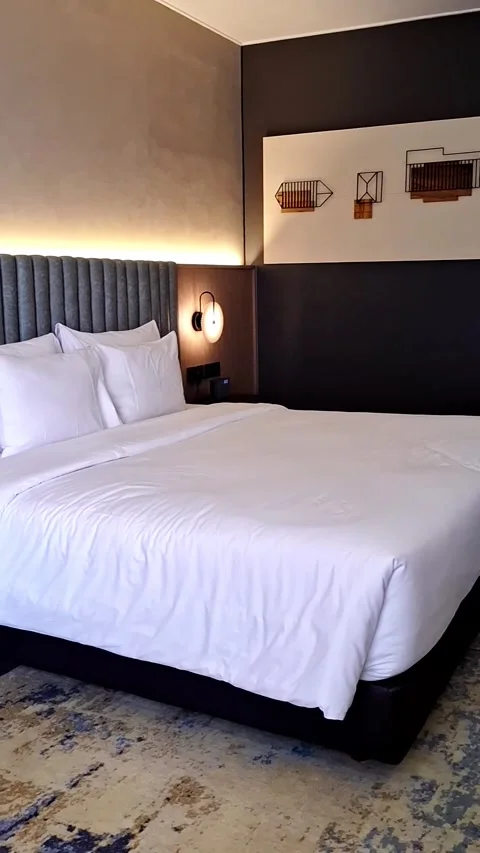 Comfortable Bed in Hotel Stock Footage 314707639