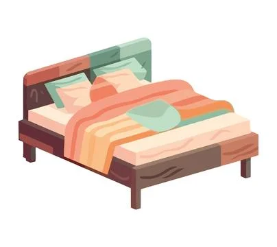 Comfortable bed with modern design for relaxation Stock Illustration