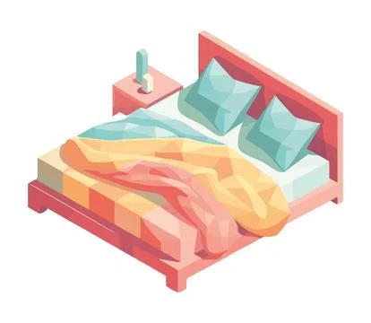 Comfortable bedding set for a modern bedroom Stock Illustration