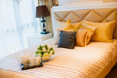 Comfortable bedroom Stock Photos