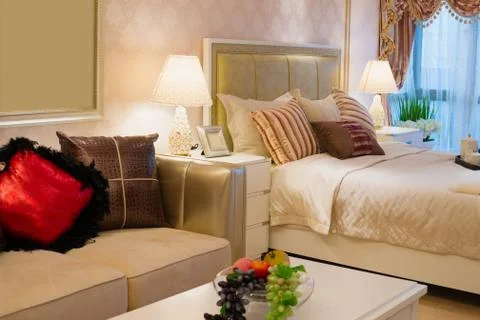 Comfortable bedroom Stock Photos