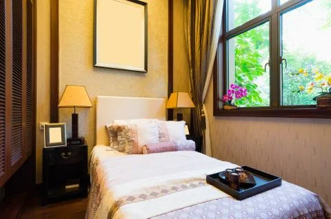 Comfortable bedroom Stock Photos