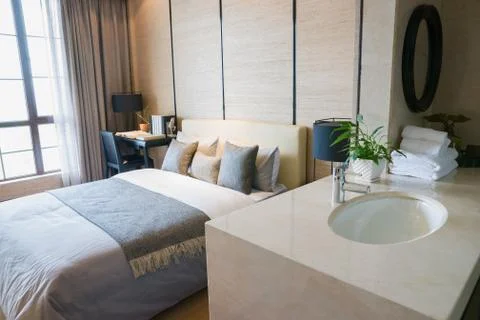 Comfortable bedroom Stock Photos