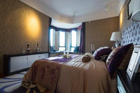 Comfortable bedroom Stock Photos