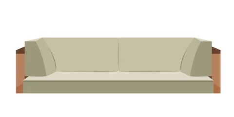 Comfortable beige sofa bed for a modern living room. Isolated on white backgr Stock Illustration