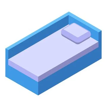 Comfortable blue bed with soft pillow isometric illustration Stock Illustration