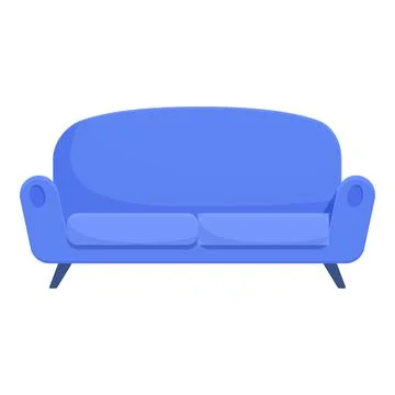 Comfortable blue sofa standing on white background 库存插图