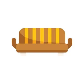 Comfortable brown sofa with yellow stripes for living room having rest in a.. Stock Illustration
