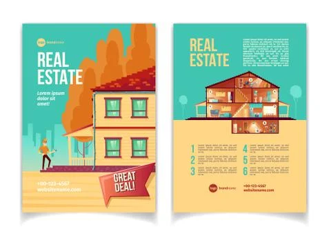 Comfortable cottage ad brochure vector template Stock-Illustration