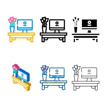 Comfortable desktop color variations icon vector Stock Illustration