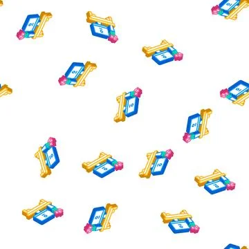 Comfortable desktop isometric icon seamless pattern Stock Illustration