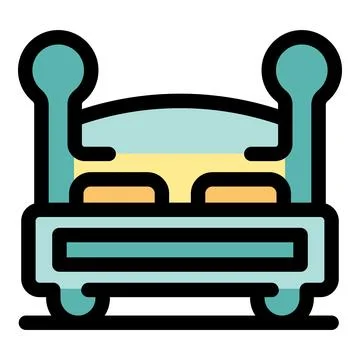 Comfortable double bed with pillows and headboard invites restful sleep Stock Illustration