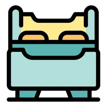 Comfortable double bed with pillows and blanket invites restful sleep Stock Illustration