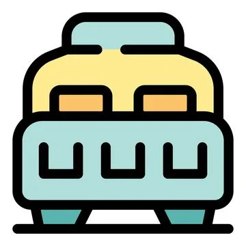 Comfortable double bed with pillows and blanket inviting relaxing sleep Stock Illustration