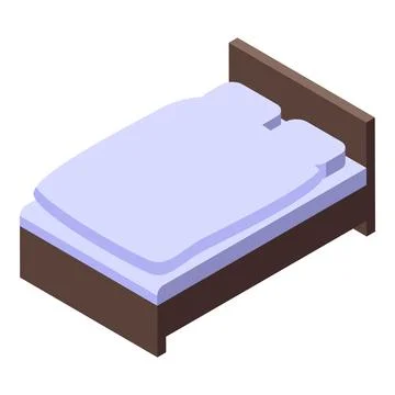 Comfortable double bed with two pillows and blanket isometric view Stock Illustration