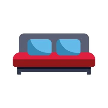 Comfortable double bed with two pillows and red sheets inviting relaxing slee Stock Illustration