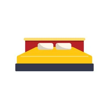 Comfortable double bed with yellow sheets and pillows inviting relaxing sleep Stock Illustration