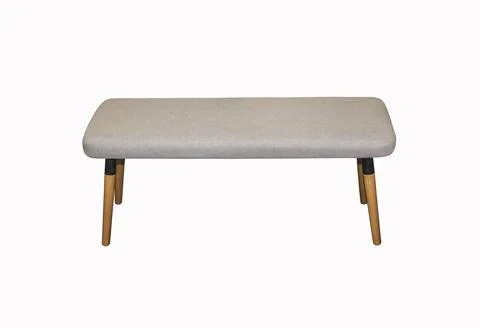 Comfortable gray bedside bench on white background. Interior element Stock Photos