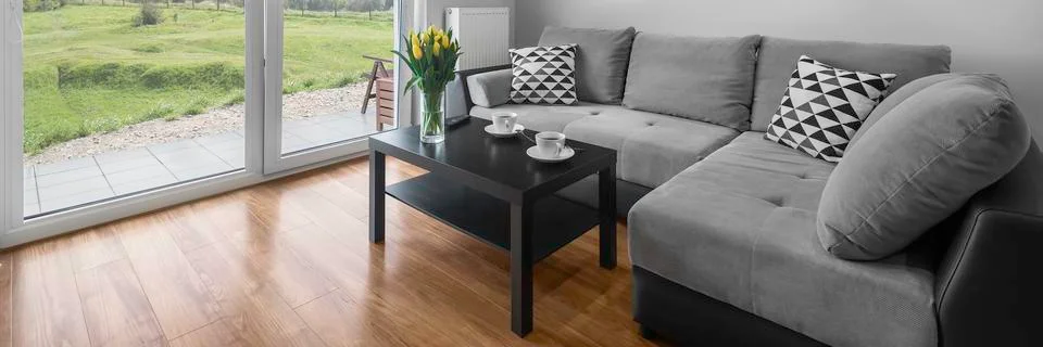 Comfortable grey couch Foto stock