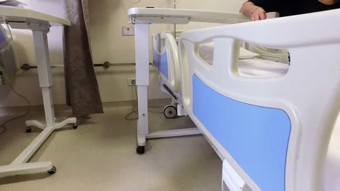 Comfortable hospital bed, side view Stock Footage 69979267