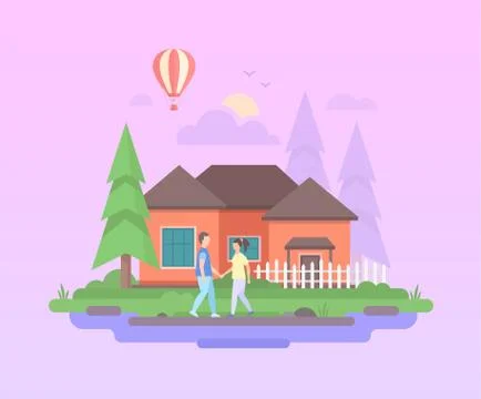Comfortable house - modern flat design style vector illustration Stock Illustration