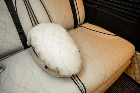 Comfortable interior of a passenger bus with soft seats Stock-Fotos