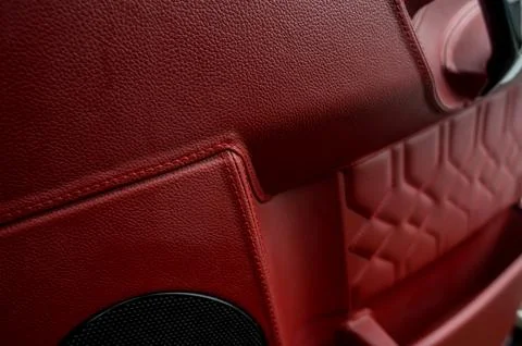 Comfortable interior of a passenger bus with soft seats Stock Photos