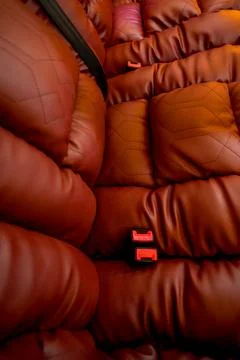 Comfortable interior of a passenger bus with soft seats Foto stock
