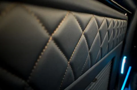 Comfortable interior of a passenger bus with soft seats Stock-Fotos
