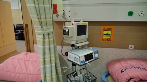 Comfortable medical recovery bed. Empty hospital. Stock Footage 335652472