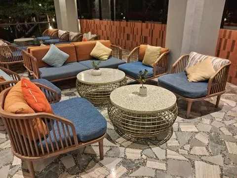 A comfortable, modern relaxation area Stock Photos