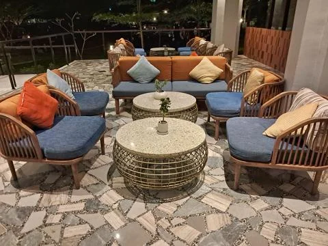 A comfortable, modern relaxation area Stock Photos