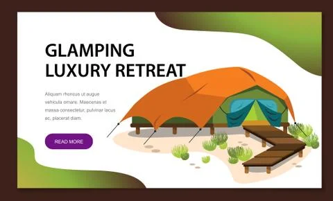 Comfortable modern tent poster Stock Illustration
