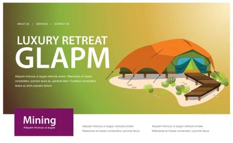 Comfortable modern tent poster Stock Illustration